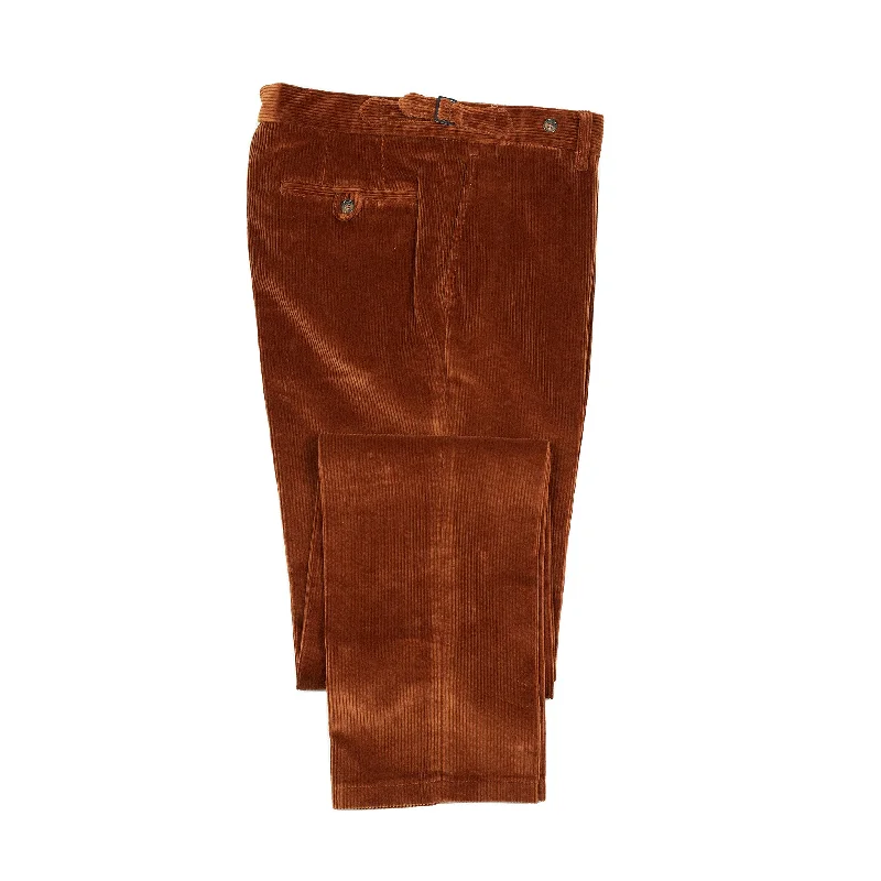 All-season Track Pants-Higher-rise rust washed cotton corduroy trousers (restock)