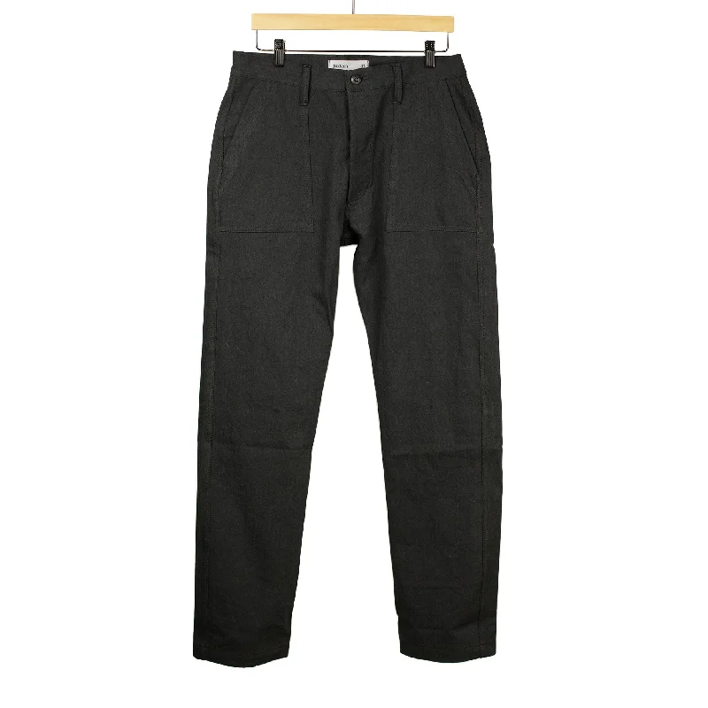 Custom Embroidered Joggers-Fatigue pants in washed black herringbone cotton