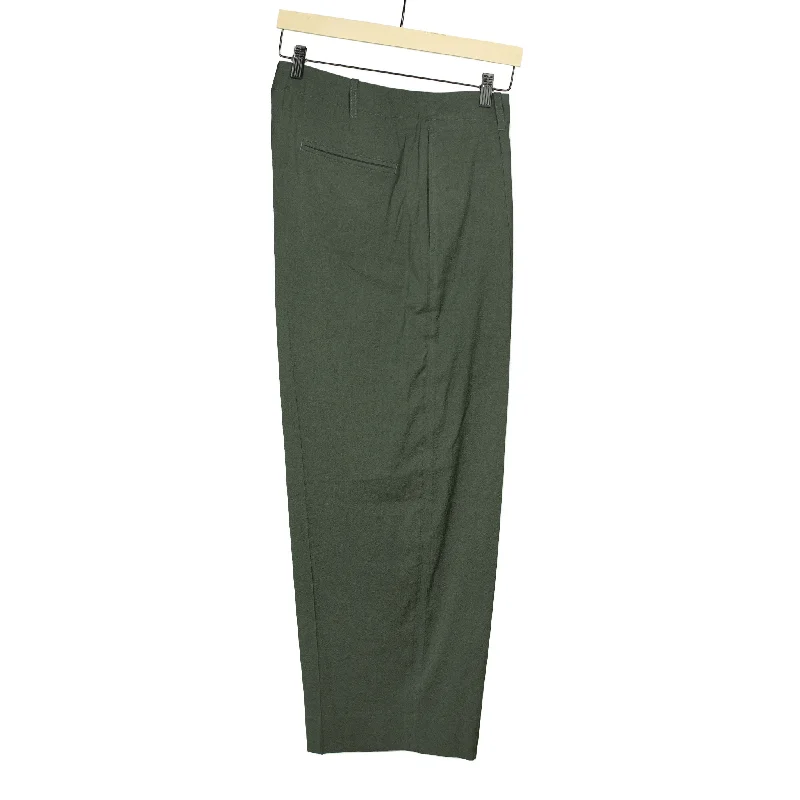 Custom Design Pants-Wide slacks in dark sage wool rayon and silk