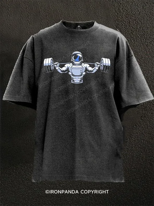 T-shirt With Modern Design-astronaut workout Washed Gym Shirt