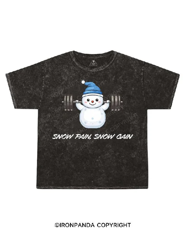 T-shirt With Funny Quotes-Snow pain, snow gain Kids Washed T-Shirt