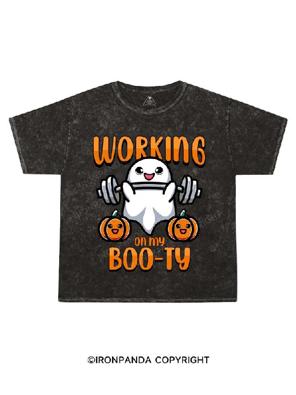 Graphic Tee With Quotes-Working on My Boo-ty Kids Washed T-Shirt