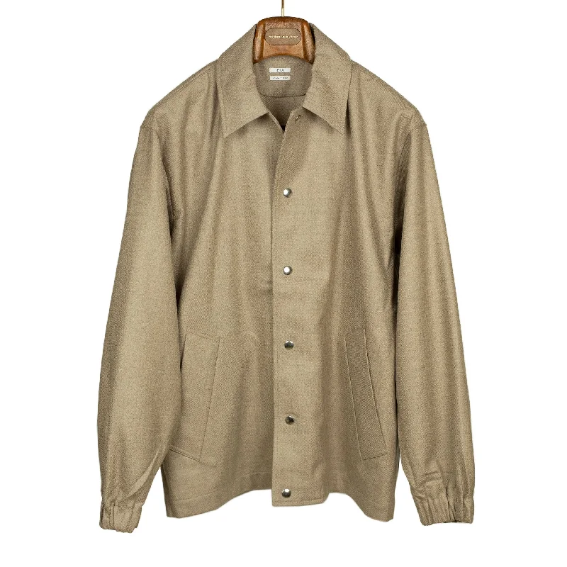 Relaxed Fit Denim Jacket-Oversized blouson in beige wool twill