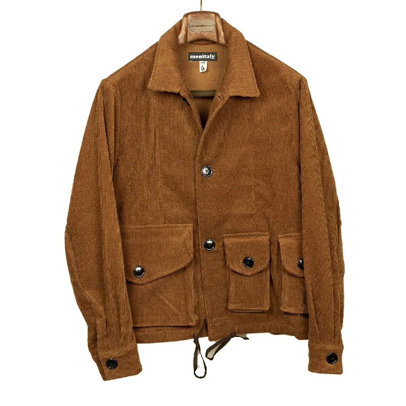 Comfortable Windproof Jacket-Military Service Jacket in chestnut 8-wale corduroy