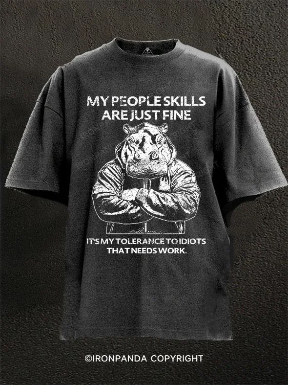 Black Graphic T-shirt-My People Skills Are Fine, Intolerance To Idiots Washed Gym Shirt