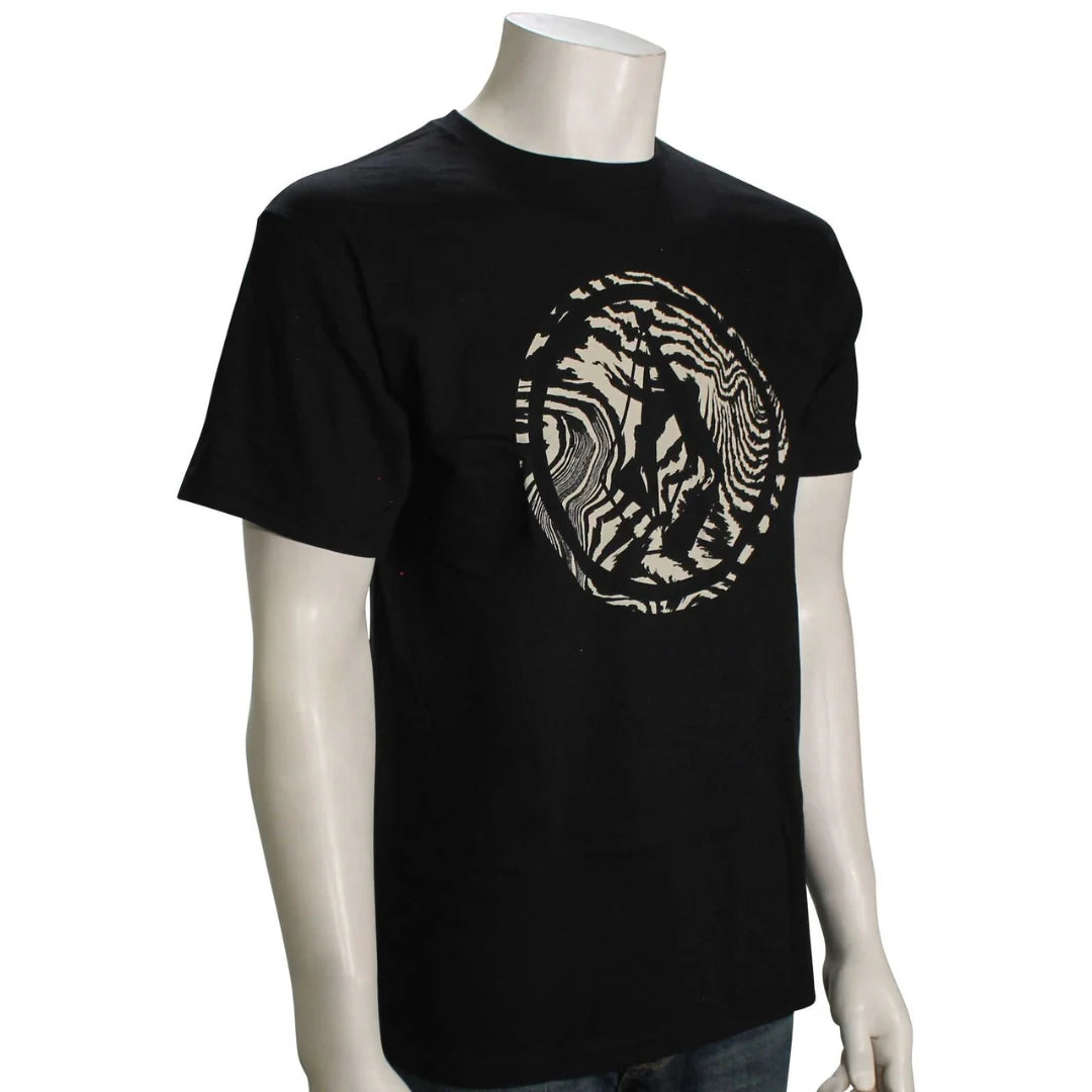 Hand-drawn Graphic T-shirt-Volcom Circle Stone Fill T-Shirt - Black