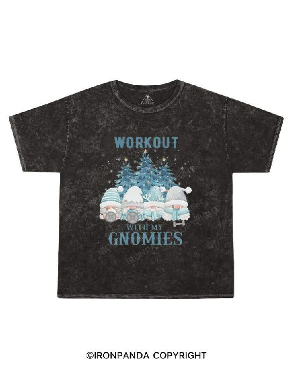 Graphic T-shirt For Kids-WORKOUT WITH MY GNOMIES DOGS Kids Washed T-Shirt