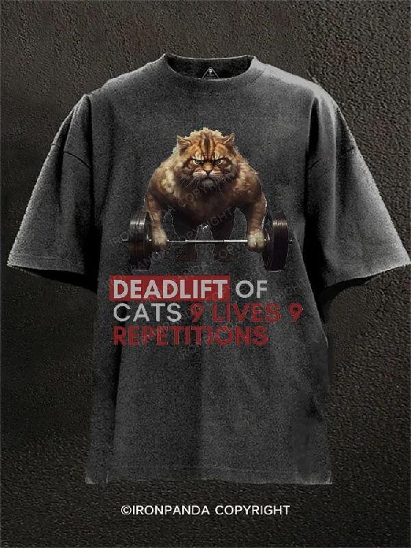 Eco-friendly Printed T-shirt-DEADLIFT OF CATS Washed Gym Shirt