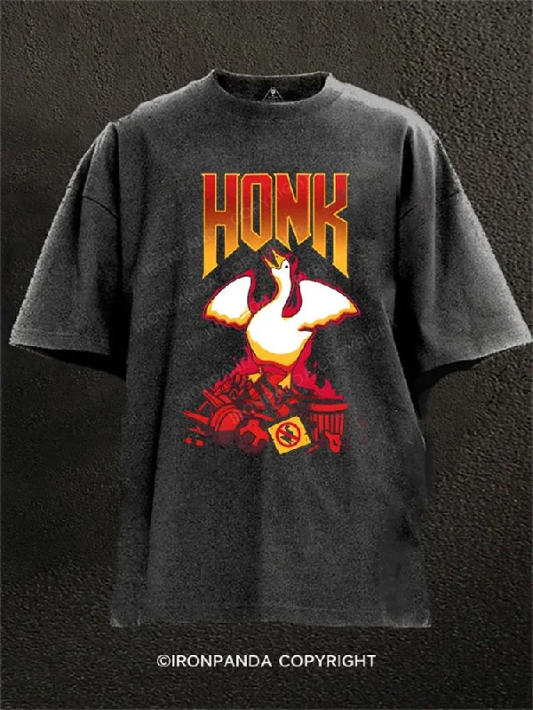 Custom Name T-shirt-Honk Goose Washed Gym Shirt