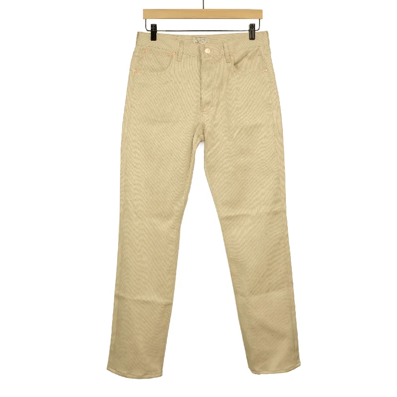 Slim Fit Dress Pants-Five pocket pants in off white Japanese bedford cord