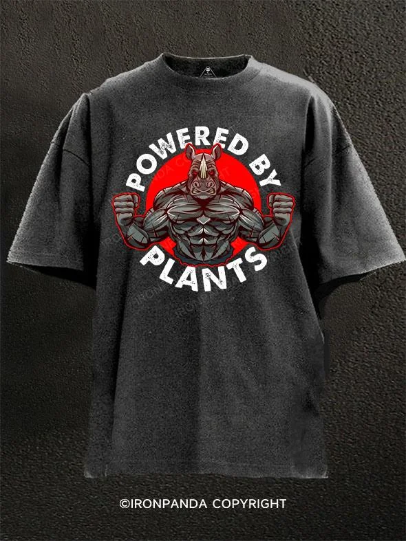 Tropical Print T-shirt-Lift Powered By Plants Washed Gym Shirt