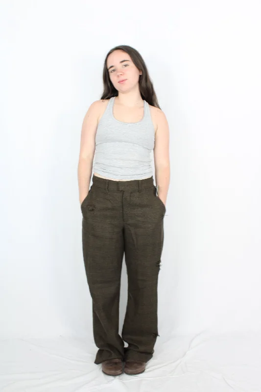 Casual Cotton Pants-Stolen Girlfriends Club - Distressed Plaid Trousers