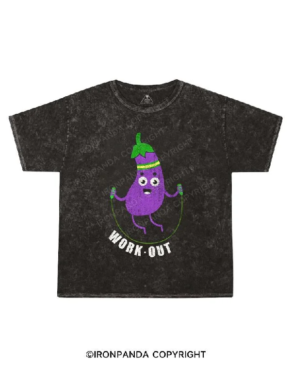 Quirky Graphic T-shirt-WORK OUT Kids Washed T-Shirt