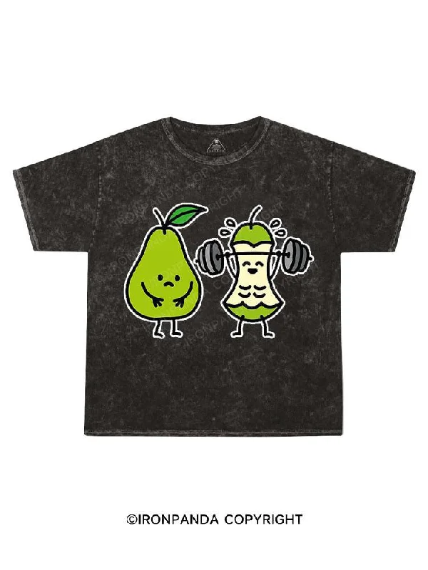 Geometric Design T-shirt-Powerlifting pears Kids Washed T-Shirt