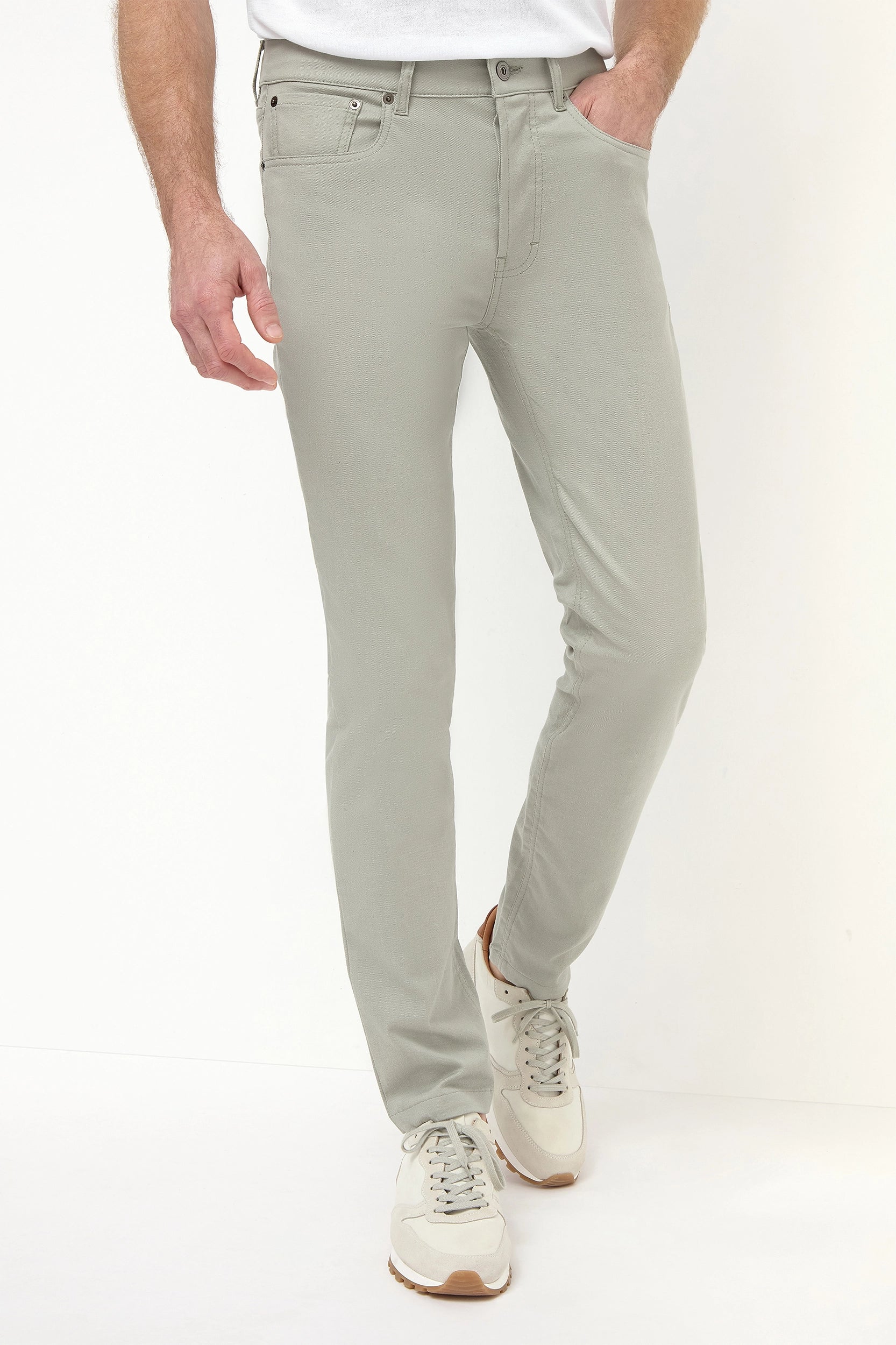 Soft Fleece Pants-Sage 5 pocket trousers - Made in Italy