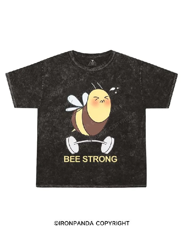 Cool Graphic T-shirt-BEE STRONG Kids Washed T-Shirt