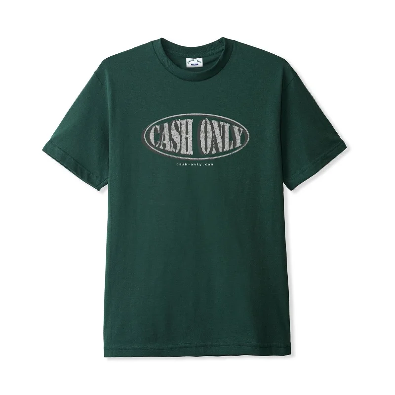 Funny Animal Graphic T-shirt-CASH ONLY DIST SOLID TEE DARK FOREST