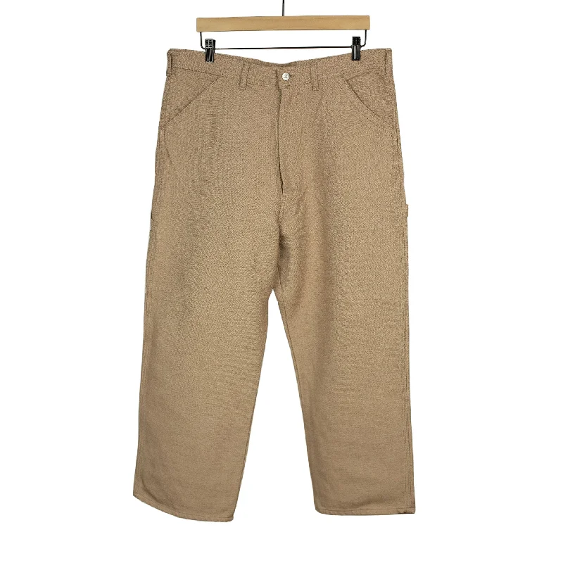 Athletic Fit Running Pants-High rise painter pants in mocha cotton/linen duck canvas