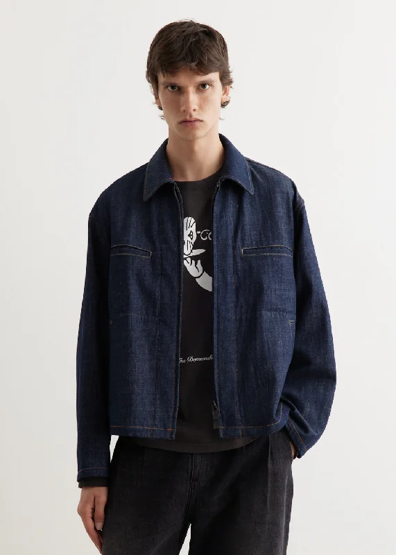 Lightweight Hiking Jacket-J-Colour Combination Stitch Denim Blouson