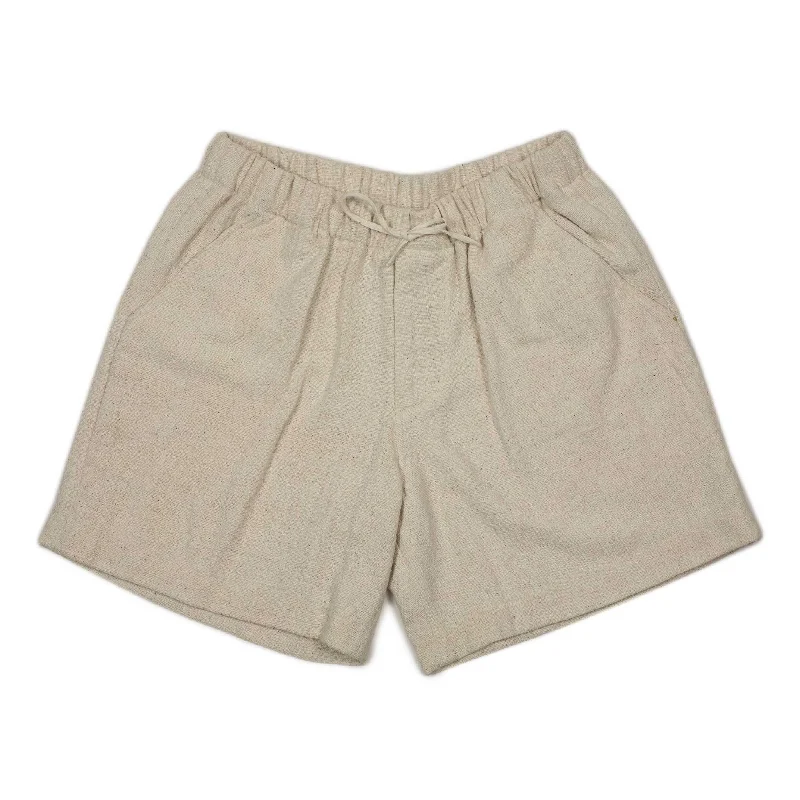 Classic Sports Shorts-Easy shorts in ecru hand-loomed cotton basketweave