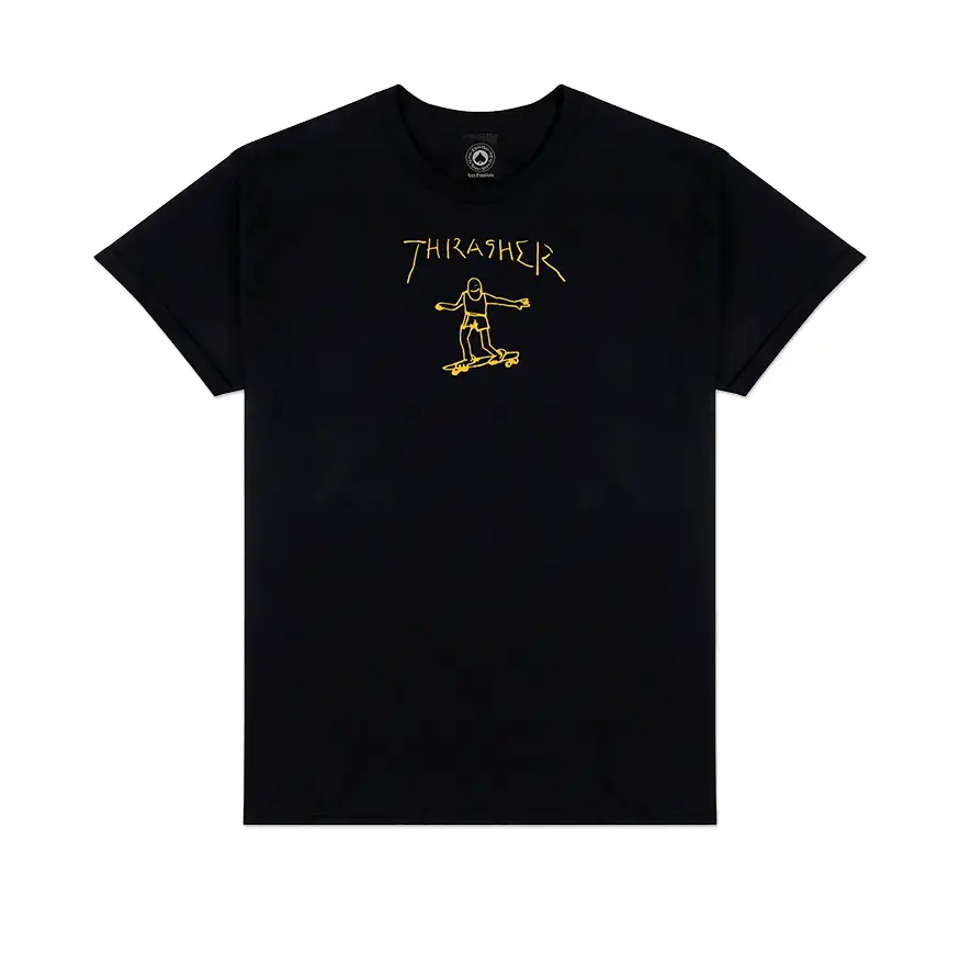 Casual Cotton T-shirt-Thrasher Magazine Gonz Logo Tee Shirt - Black