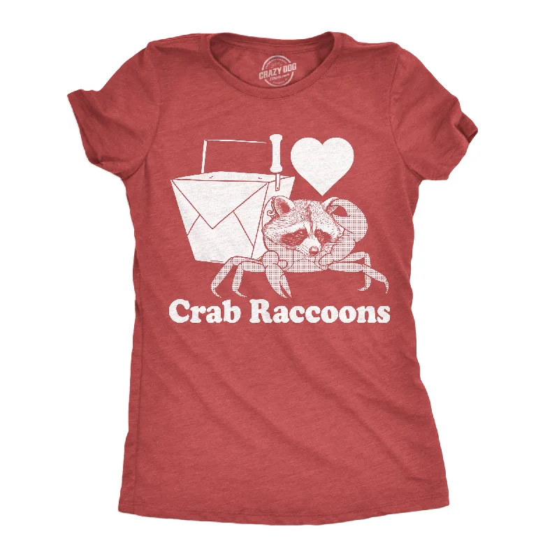 Loose Fit T-shirt-I Heart Crab Raccoons Women's T Shirt