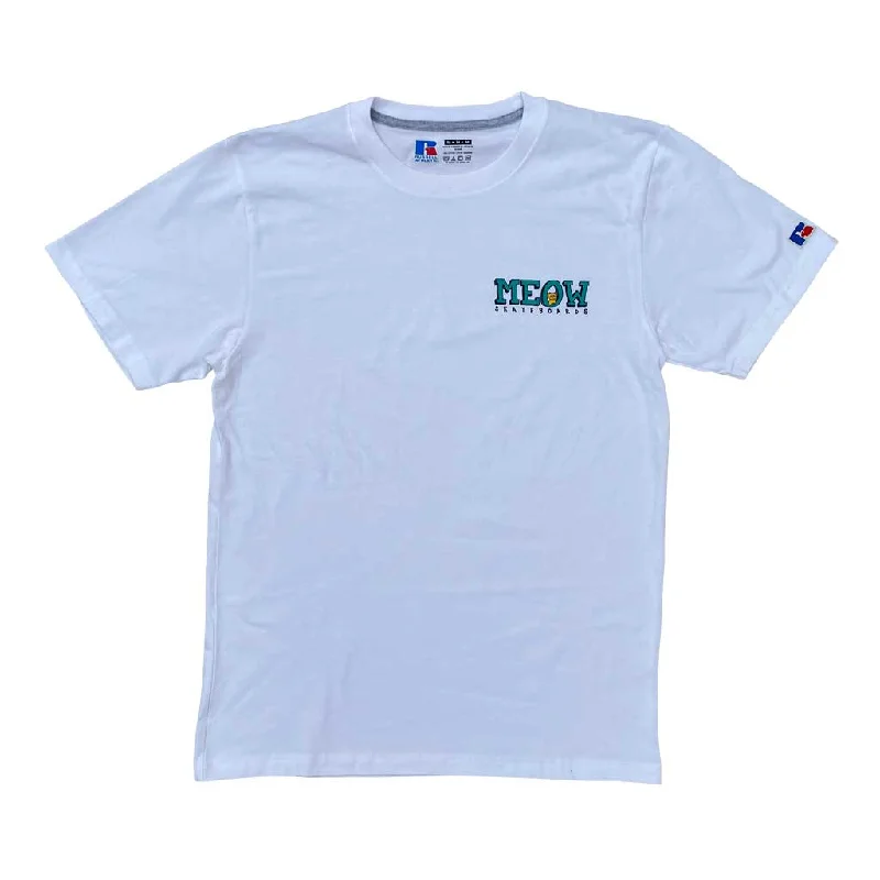 T-shirt With Animal Prints-Meow x Russell Bar Logo Tee [White]