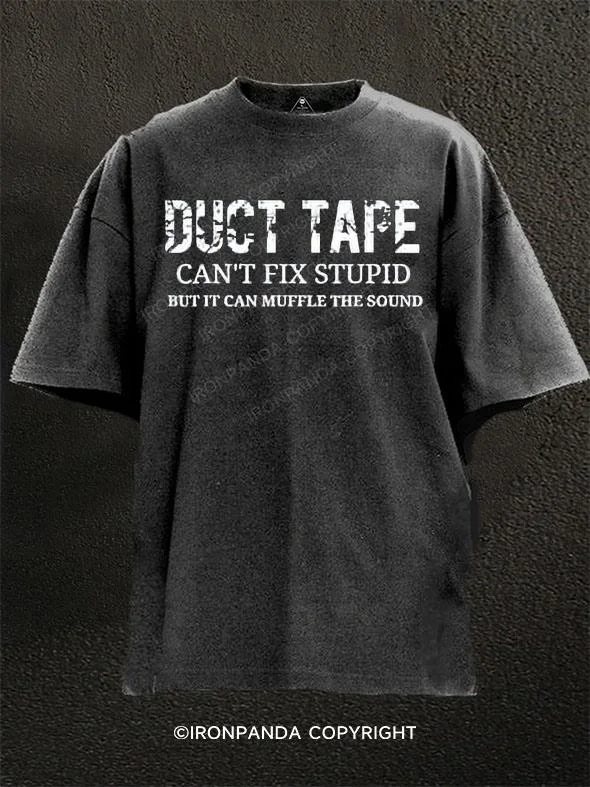 Summer Vacation T-shirt For Kids-Duct Tape it can't fix stupid but it can muffle the sound Washed Gym Shirt