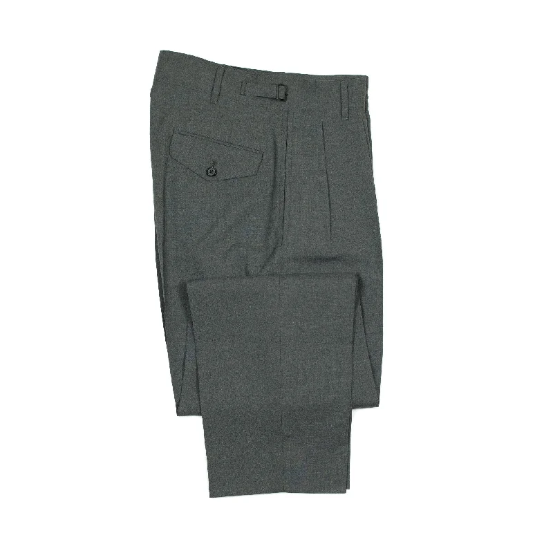 Relaxed Fit Sports Pants-Gurkha trousers in charcoal grey washable tropical wool [ARCHIVE SALE - NO RETURNS]