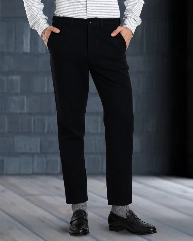 Trendy Sporty Pants-Black Wool Chino