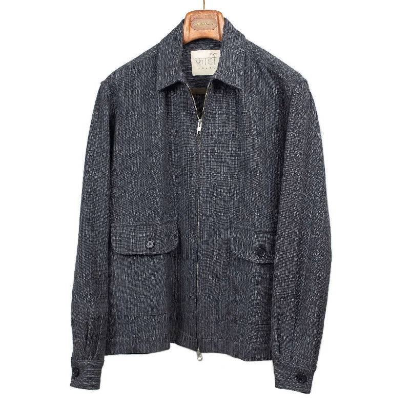 Vintage Denim Jacket-Leroy zip jacket in charcoal handloom cotton