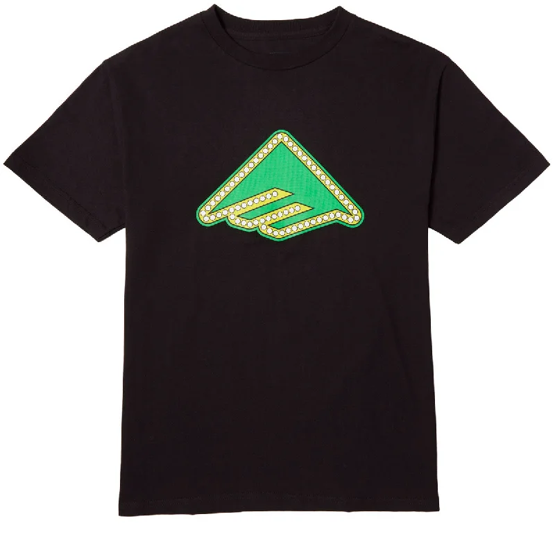 Casual Slogan T-shirt-Emerica x Shake Junt Triangle Lights T-Shirt - Black