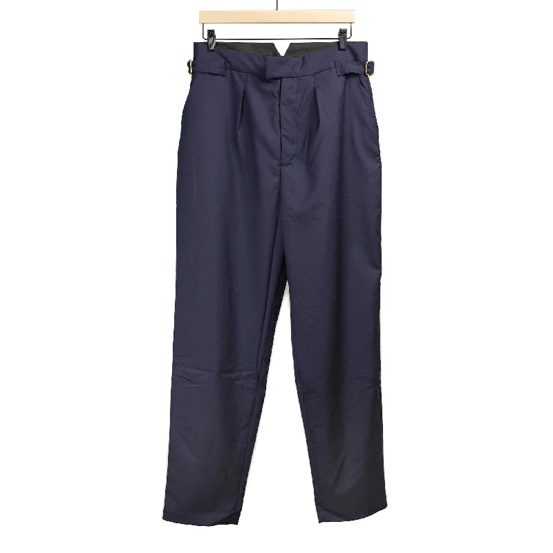 Comfortable Casual Pants-Karl side tab trousers in dark navy Italian tropical wool