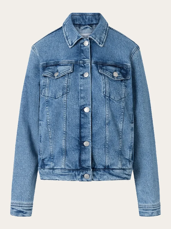 Comfortable Rainproof Jacket-HANA Light Blue denim jacket - Light blue