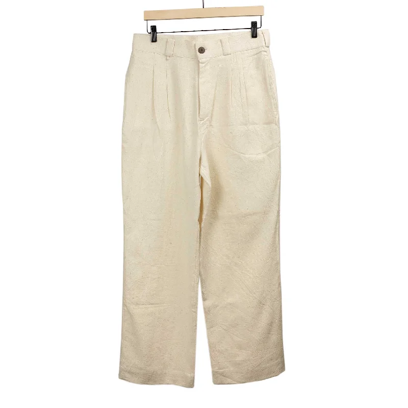 Soft Knit Joggers-Ferrara pleated straight leg trousers in natural Kala cotton