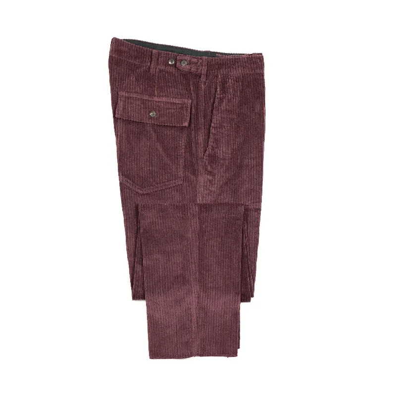 Formal Dress Pants-Aartemas fatigue trousers in burgundy irregular wale cotton corduroy