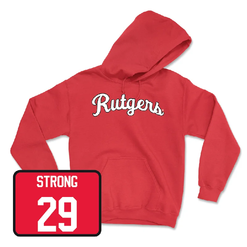 Relaxed Fit Hoodie-Red Football Script Hoodie - Ian Strong