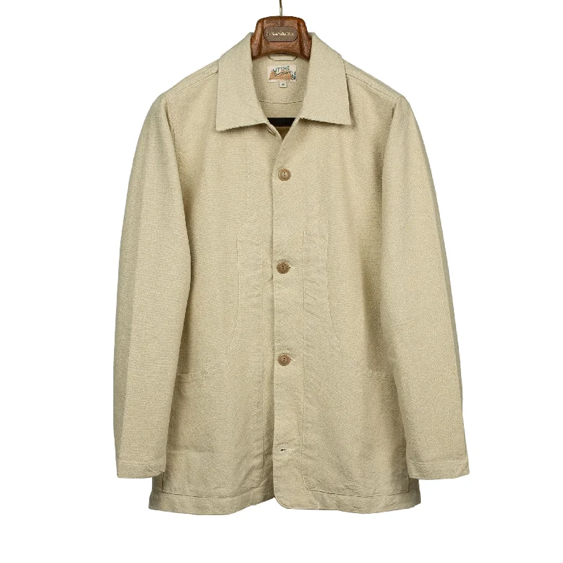 Durable Work Jacket-Hunting jacket in natural rustic cotton/linen canvas