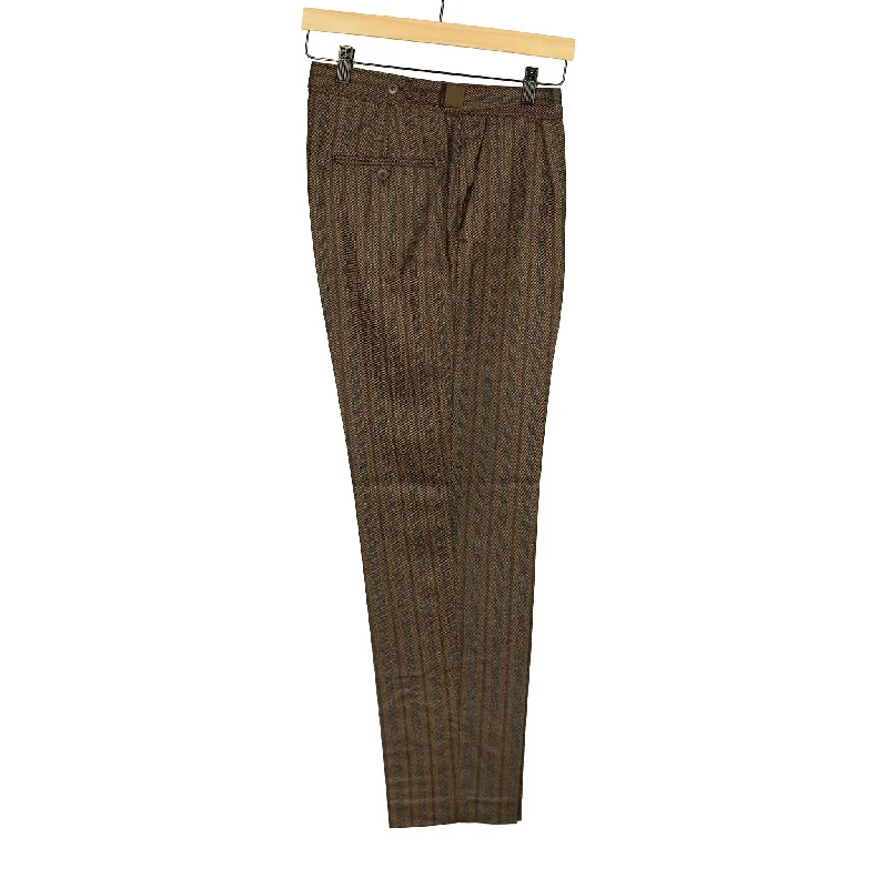 Classic Black Pants-Side tab trousers in brown and grey striped wool twill