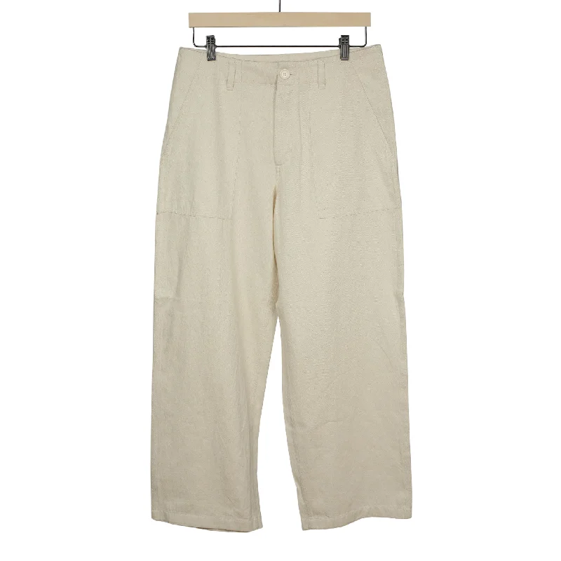 Soft Wool Pants-Baker pants in ecru hand-woven cotton denim