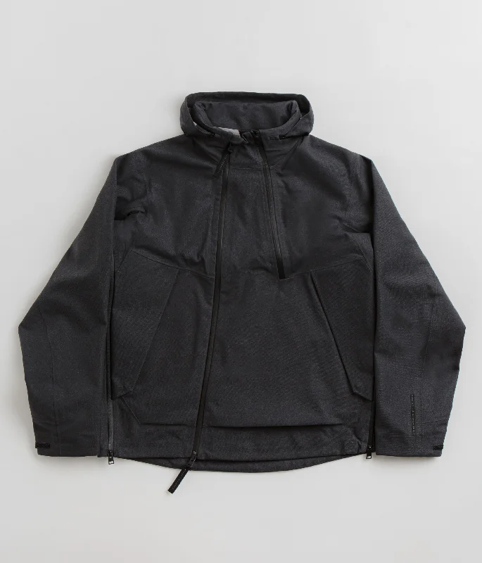 Lightweight Summer Jacket-Norse Projects Textured Twill Gore-Tex 3L Stand Collar Jacket - Charcoal Grey