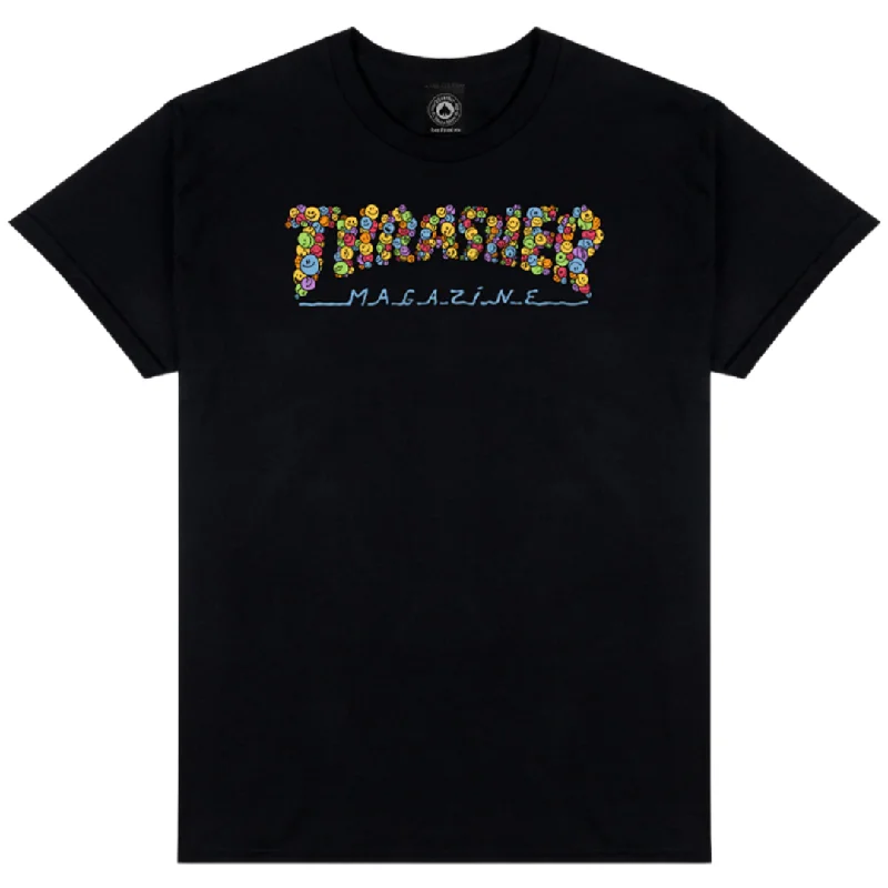 Funny Text T-shirt-Thrasher Magazine Smile By Spanky T-Shirt - Black