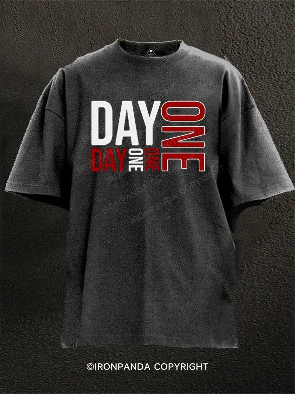 Cool Custom Printed T-shirt-Day One Life Best Washed Gym Shirt