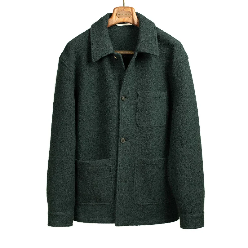 Soft Wool Jacket-Work jacket in blue green boiled wool