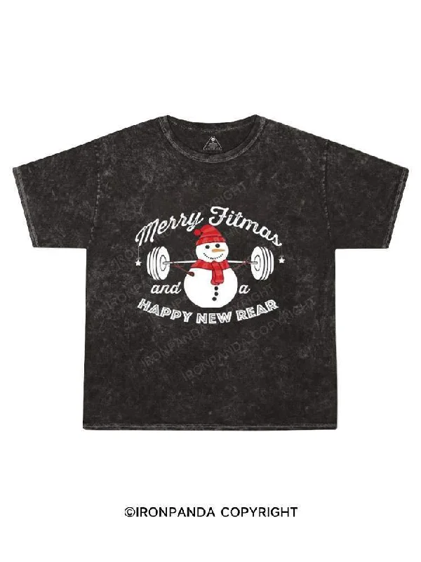 Loose Fit T-shirt-Merry Fitmas and a Happy New Rear Kids Washed T-Shirt