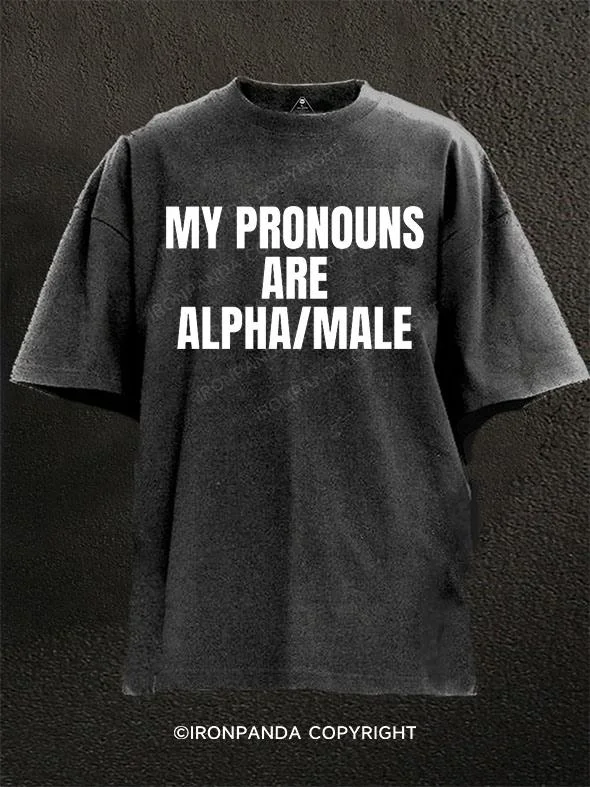 Music Band T-shirt-My Pronouns Are Alpha Male Washed Gym Shirt