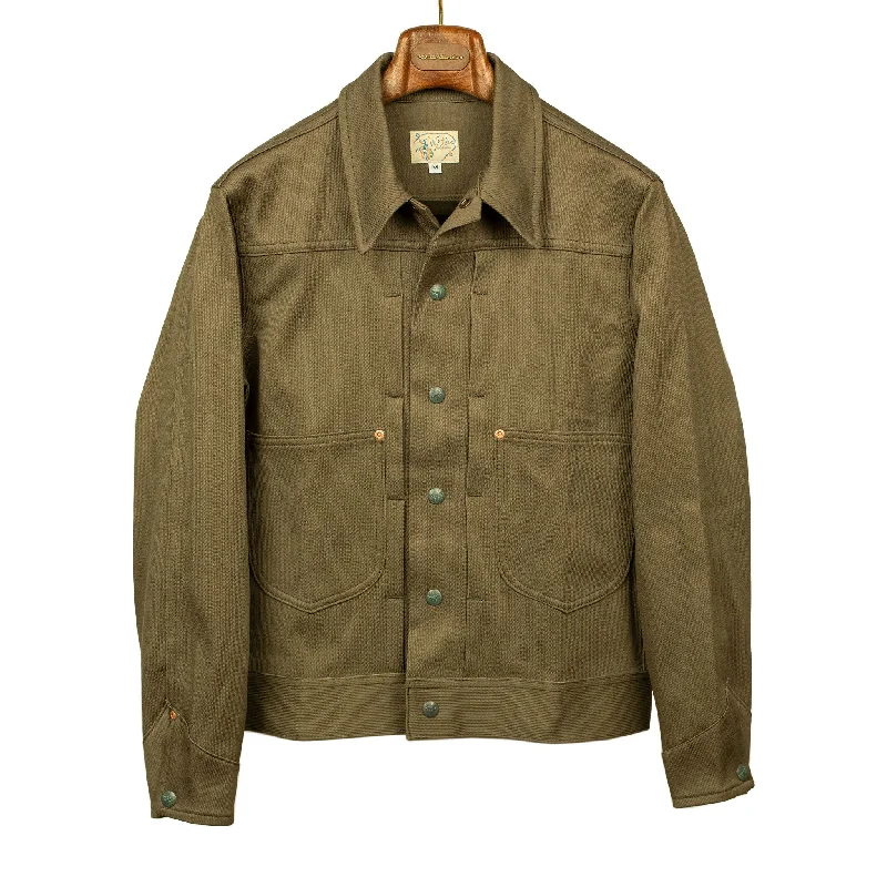 Retro Style Jacket-Ranch jacket in faded olive Japanese bedford cord