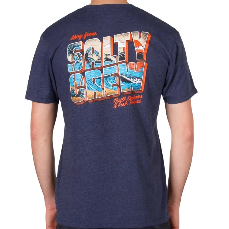 Sports-themed Graphic T-shirt-Salty Crew Greetings Premium T-Shirt - Navy Heather