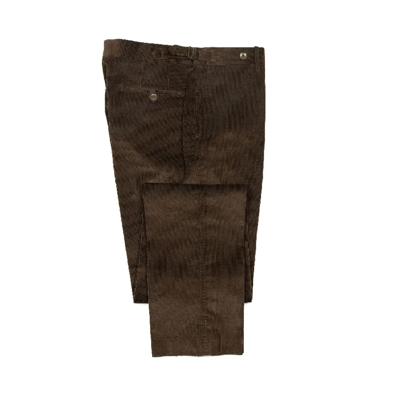 Lightweight Running Pants-Higher-rise brown corduroy trousers with side tabs (restock)