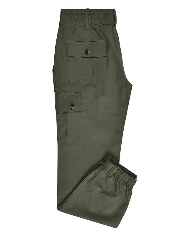 All-season Track Pants-Olive Cotton Cargo Pant